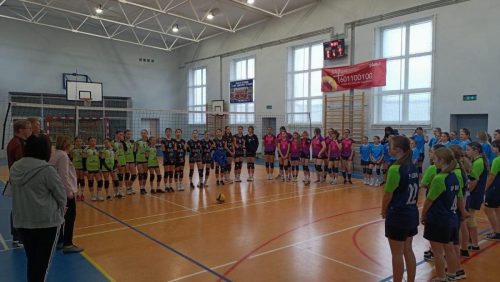 Powiatowe zawody w piłce siatkowej dziewcząt.
